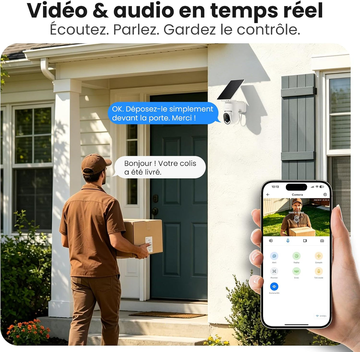 GALAYOU 2K Camera Surveillance WiFi Exterieure sans Fil - Camera Exterieur sans Fil Solaire, 2.4GHz, 360° PTZ Suivi, PIR + Alarme Sonore/Lumière, Audio Bidirectionnel, Vision Nocturne Couleur, IP65