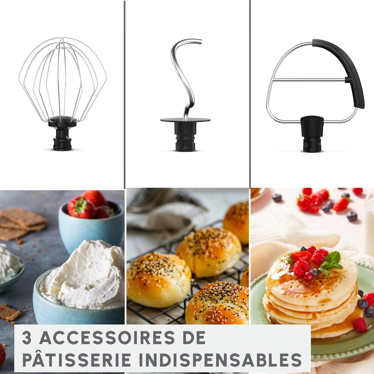 Moulinex, Bake Simple, Robot pâtissier, compact, utilisation facile, Fouet, batteur et crochet petrin, QA1413F0, Vert D'eau