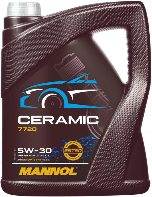 MANNOL Huile moteur Ceramic 5W-30 ACEA C2 ACEA C3 API SN Plus 5 L Compatible avec VW Golf 7 3/5 portes 5G1, BQ1, BE1, BE2 Golf 4 3/5 portes 1J1 Golf 5 3/5 portes 1K1 Golf 6 3/5 portes 5K1, BMW