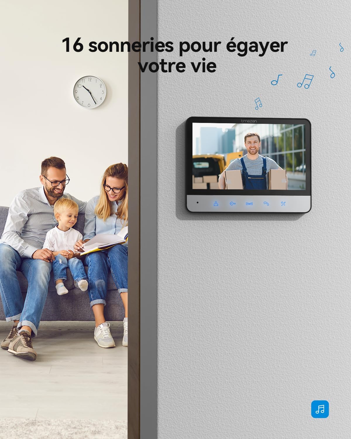 TMEZON Visiophone Connecté 4 Fils Kit Interphone Vidéo Filaire avec écran Couleur 7",Portier Vidéo pour Une Famille,Platine de Rue, Sonnette de Camera,V20