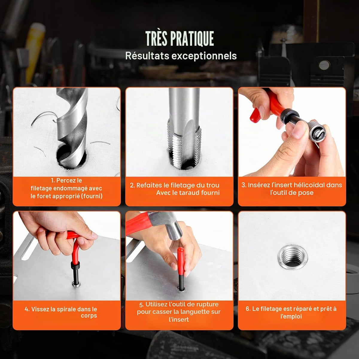 VEVOR Kit de Réparation de Filetage Hélicoïdal 166 Pièces, Outils à Restaurer Les Filetages Abîmes Métrique, M5 M6 M8 M10 M12, avec Forets HSS et Tarauds, pour Mécanicien Garage Réparation Automobile
