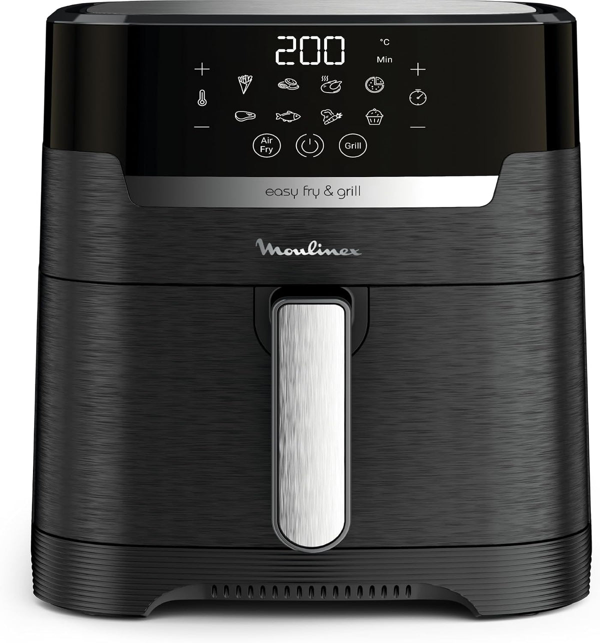 Moulinex Friteuse sans huile + Gril, Capacité XL 4,6L, Jusqu'à 6 personnes, 8 Programmes automatiques, Air Fryer, Ecran tactile digital, Température réglable, Easy Fry & Grill 2en1, EZ505810