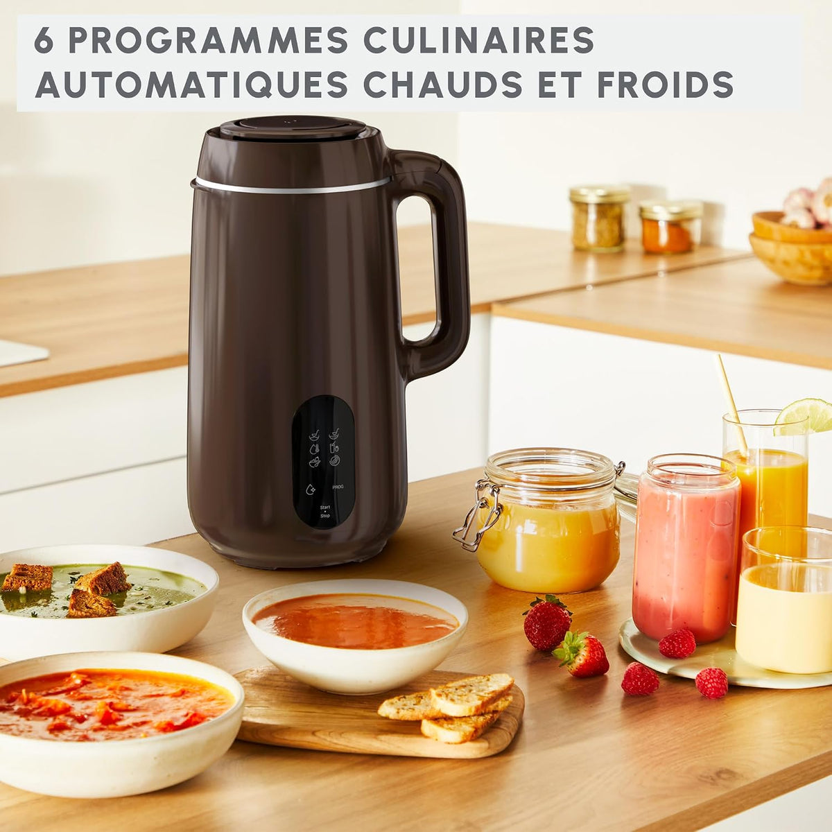 Moulinex Multisoup, Blender chauffant, 6 programmes culinaires, Textures parfaites, Utilisation facile, LM5629F0