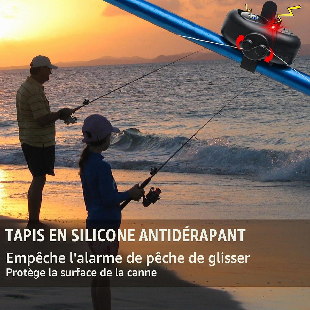 Alarme de Pêche Détecteurs de Touche électroniques Sensible de Canne à Pêche avec Indicateur Lumineux LED & Pêche Cloche et Son d'Alarme Réglable pour Pêche Nuit Maritime Nocturne