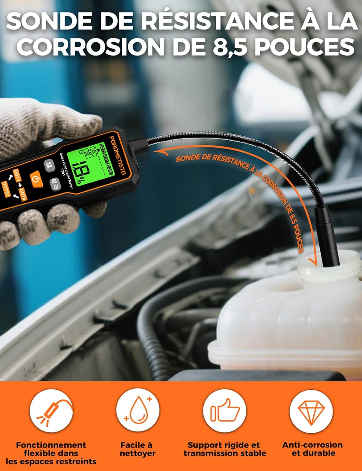 Testeur de Liquide de Frein Professionnel FT01, POROMETISTO