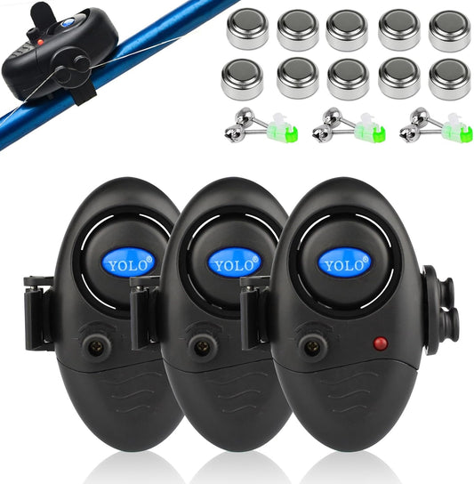 Alarme de Pêche Détecteurs de Touche électroniques Sensible de Canne à Pêche avec Indicateur Lumineux LED & Pêche Cloche et Son d'Alarme Réglable pour Pêche Nuit Maritime Nocturne