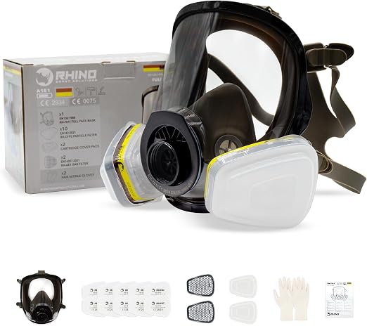 Masque à Gaz Complet Respirateur RHINO Réutilisable pour Vapeurs Organiques