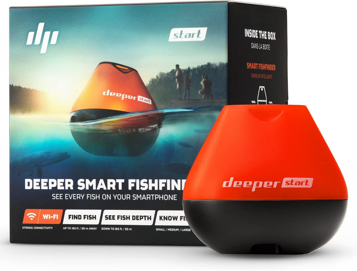 Deeper START Sondeur de Pêche, Détecteur de Poissons et Profondeur Portable, Sans Fil, Pour la Pêche, Fonctionne Avec Téléphones Portables (App Gratuite)