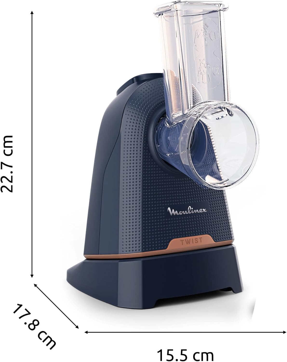 Moulinex Fresh Express Twist, Découpe-légumes, Service direct dans tous les récipients, 5 fonctions, Bleu, DK8654E0