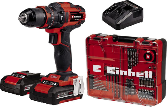 Einhell Perceuse Visseuse à percussion sans fil TE-CD 18/40 Li-i +64 (1 x 2,0Ah) Power X-Change (18V, coffret 64 accessoires, 40 Nm) Livré avec Batterie 2,0 Ah et Chargeur