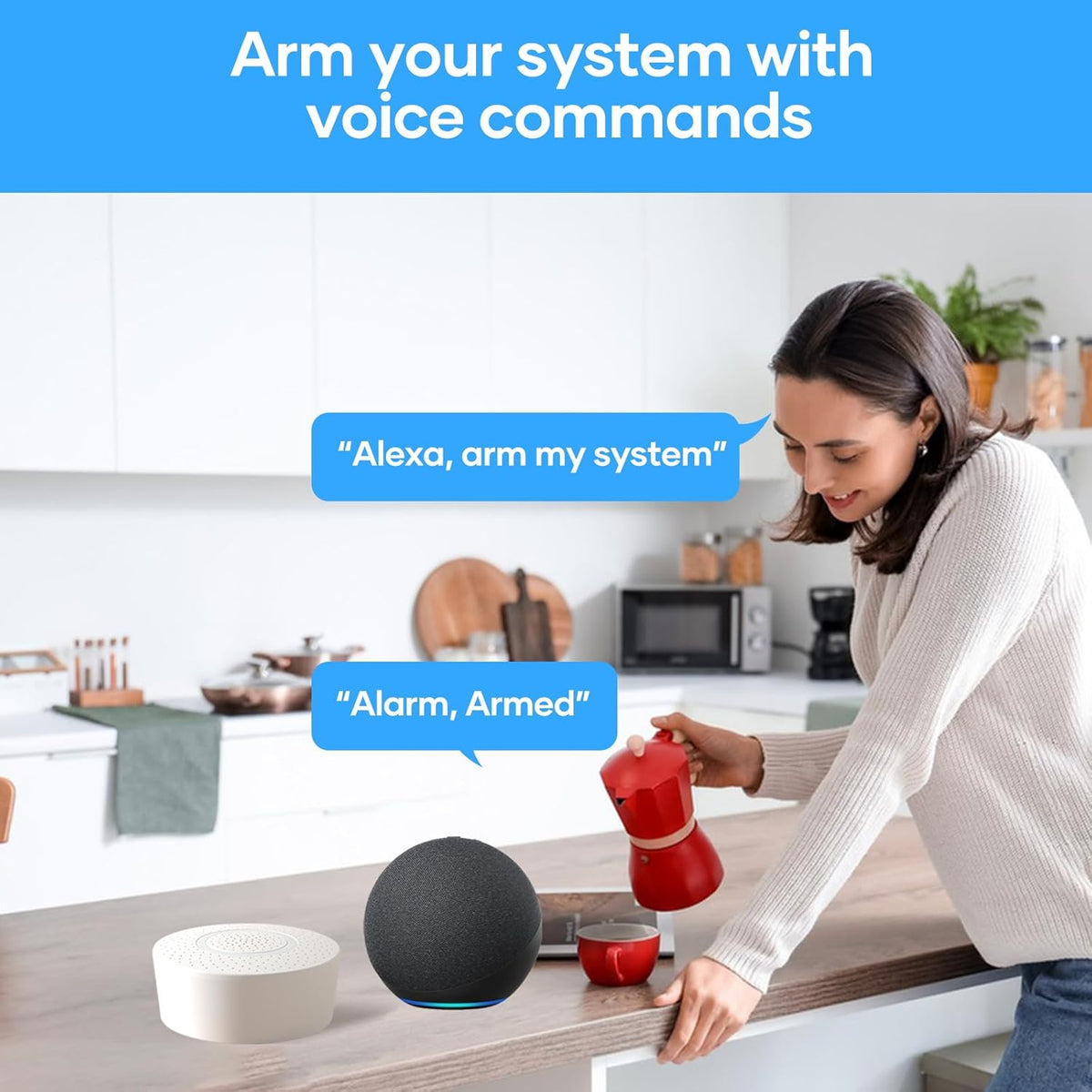 AGSHOME Alarme Maison sans Fil 15 Pack WiFi Alarme Sécurité Système Cambrioleur sans Fil 120DB, Kits de sécurité pour la Maison, Extensible à volonté-Compatible avec Alexa, Google Assistant