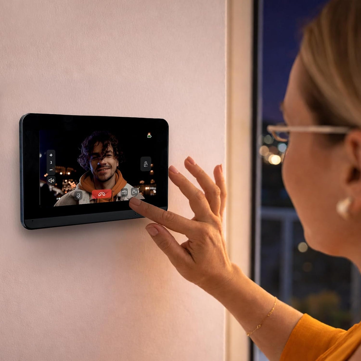 SCS Sentinel - Interphone Vidéo sans Fil Connecté HeyView Smart Air 7 Pouces - Plastique ABS - Moderne - Portée 350m Touches Tactiles - Contrôle Accès Maison Villa - Noir