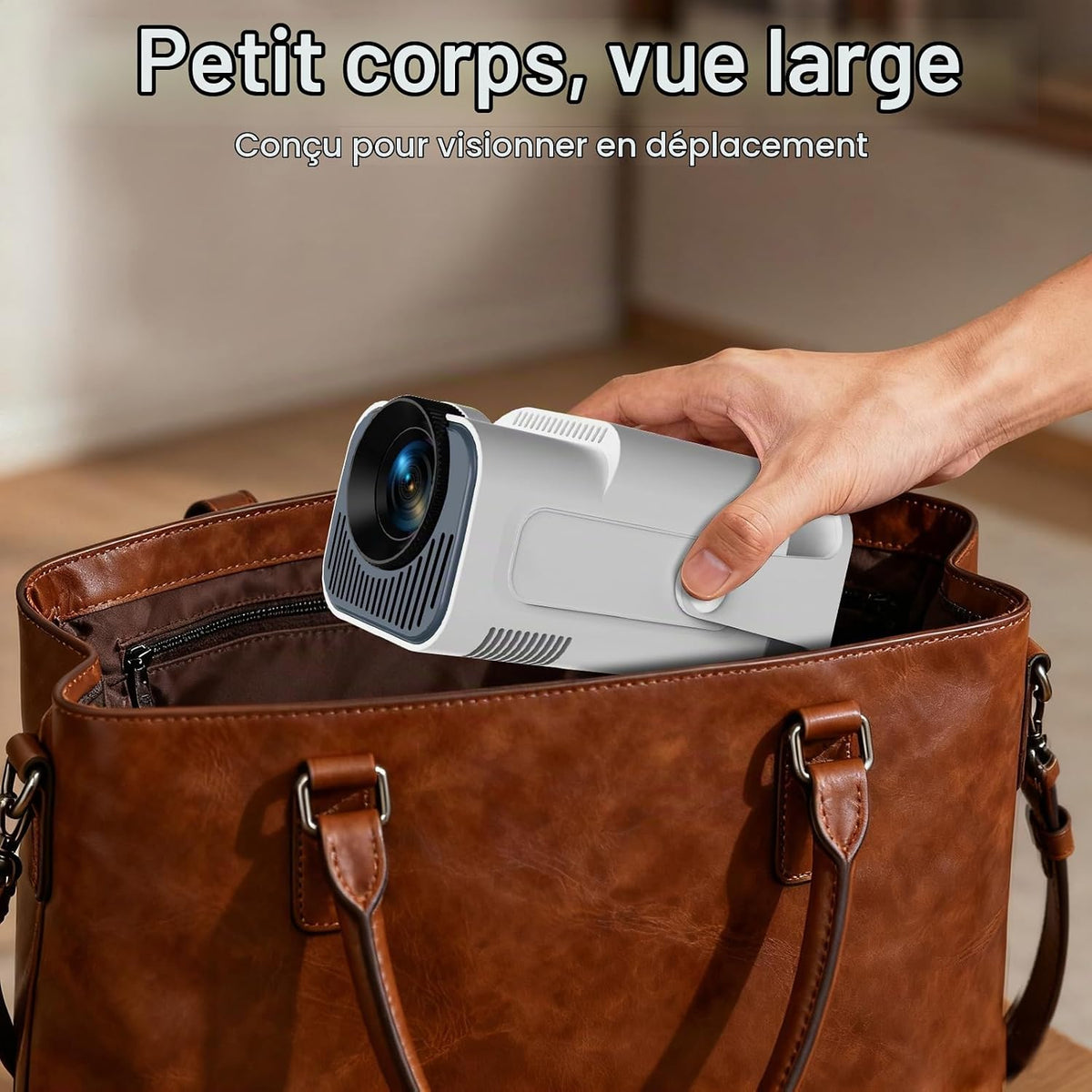 Vidéoprojecteur 4K 1080P WiFi 6 et Bluetooth 5.4 Rotation 180°, Blanc
