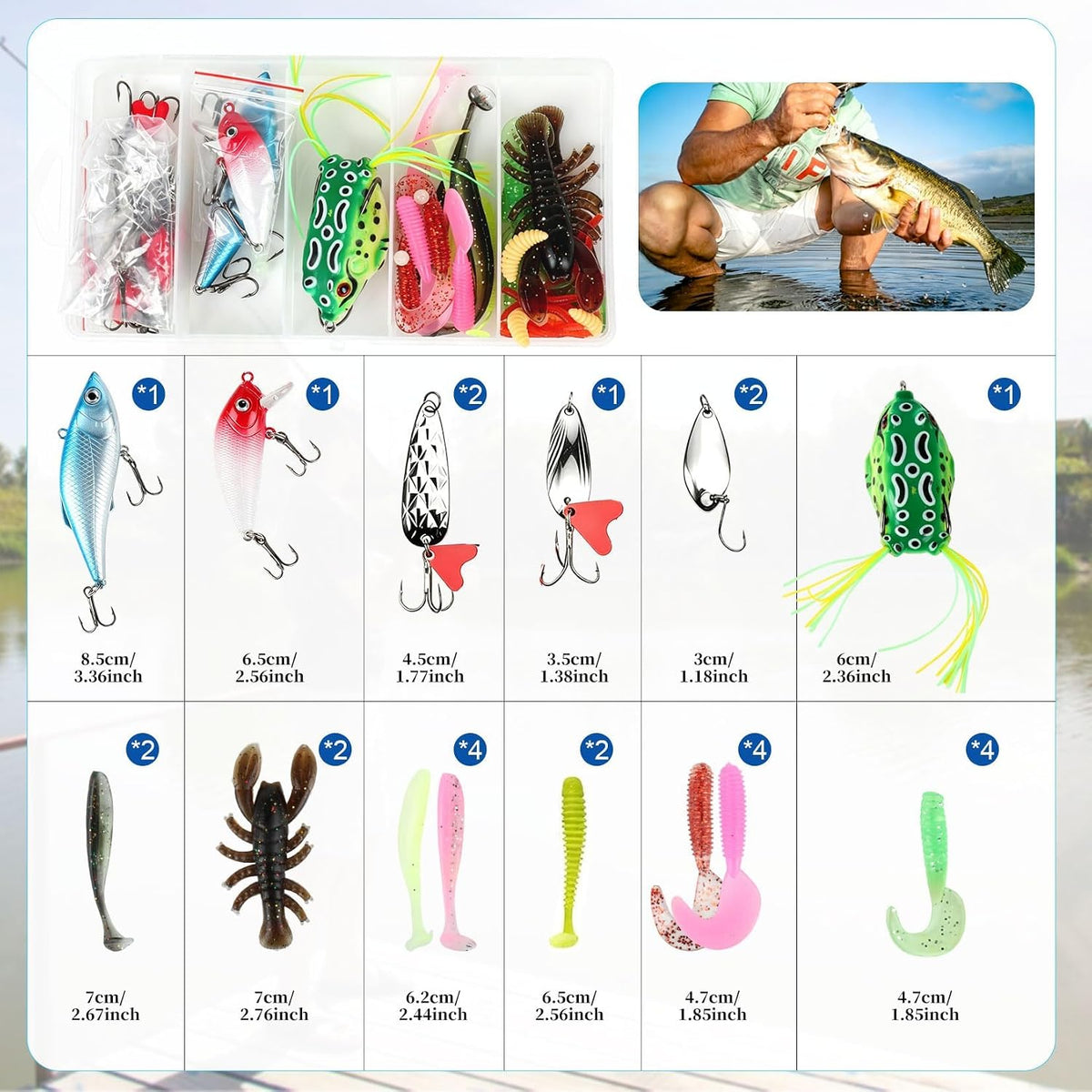 107 Pcs Leurre Peche Mer, Leurres Souples pour la Perche et le Sandre