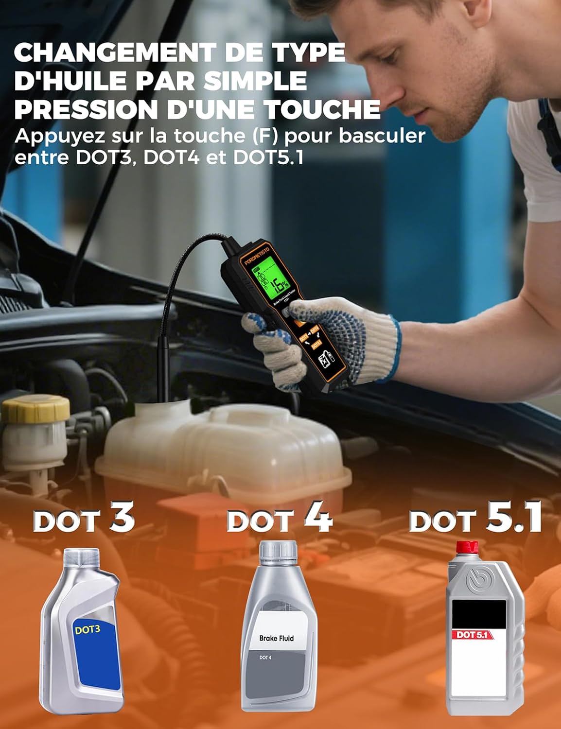 Testeur de Liquide de Frein Professionnel FT01, POROMETISTO