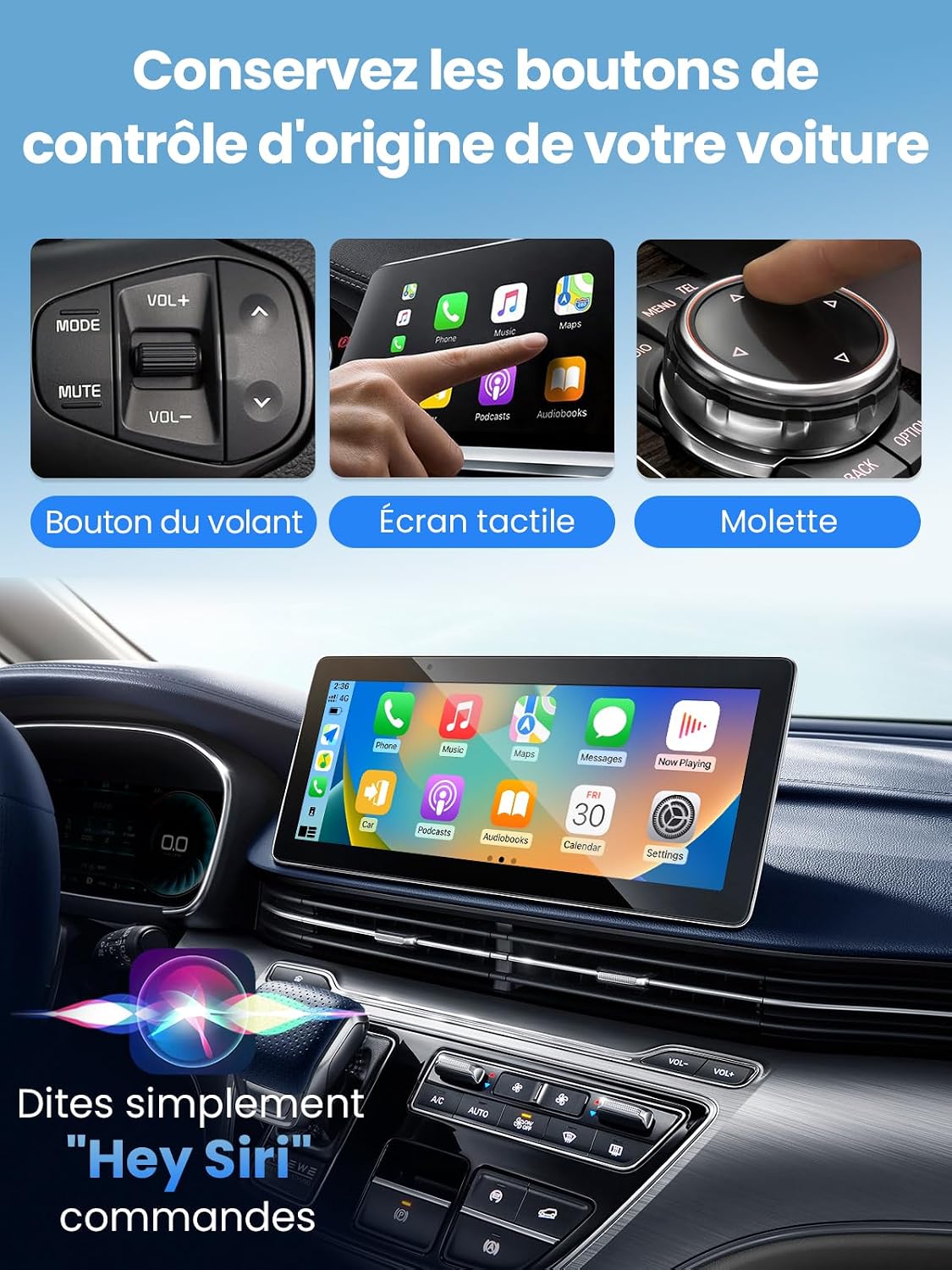 D1 Adaptateur CarPlay sans fil pour iOS, Conversion de CarPlay filaire en CarPlay sans fil, Plug & Play avec USB/Type-C, mini et stable, compatible avec iOS 10+ et les véhicules à partir de 2016