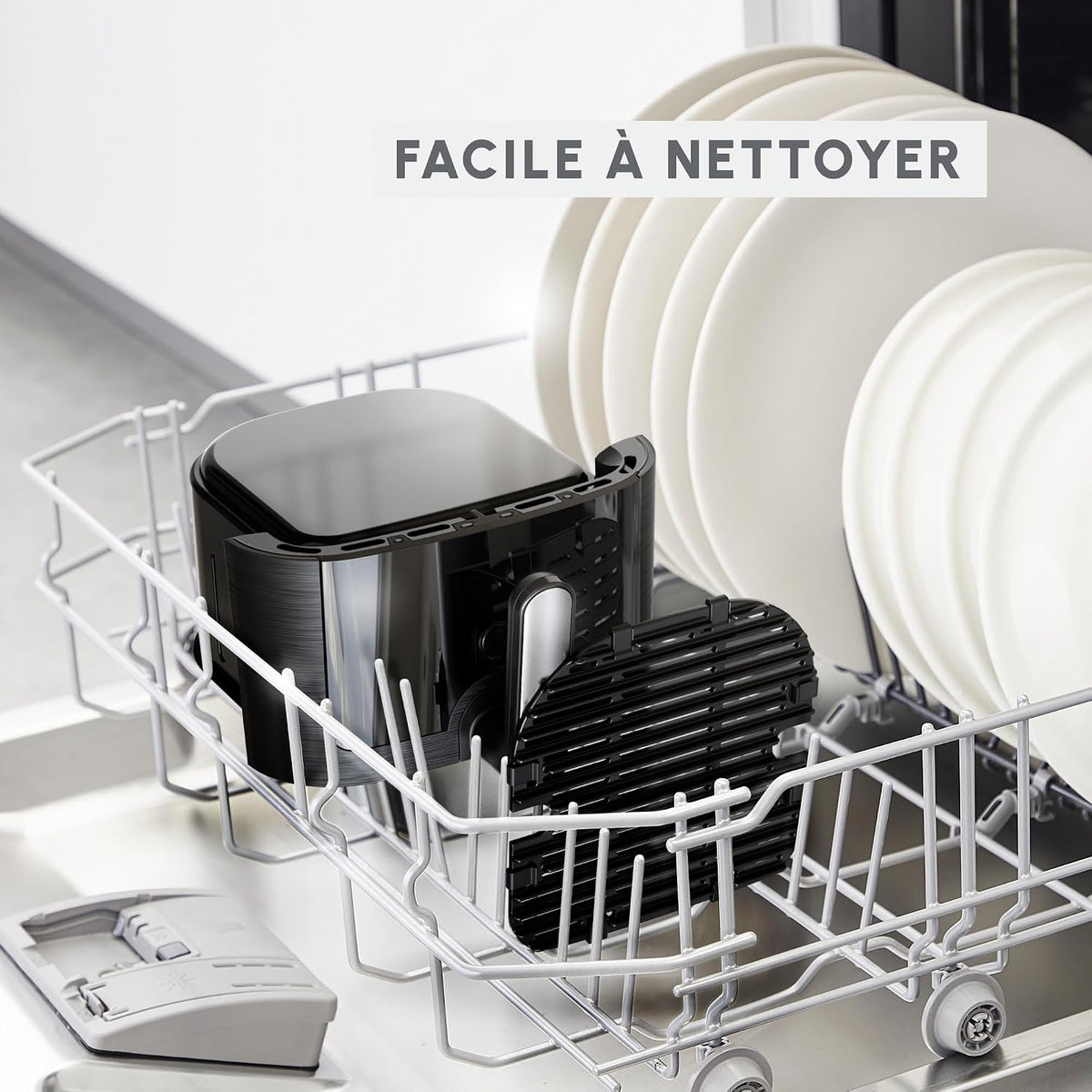 Moulinex Friteuse sans huile + Gril, Fenêtre amovible, Capacité XL 4,6 L, Jusqu'à 6 personnes, Air Fryer, Écran tactile, 8 programmes automatiques, Easy Fry & Grill Vision, EZ506820