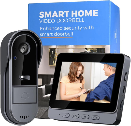 Sonnette sans Fil avec Caméra 1080P Interphone Video Sans Fil Exterieur Étanche Visiophone acve Écran IPS4.3 Pouces Bluetooth,Audio bidirectionnel,Caméra 170°,Vision Nocturne,sans abonnement,APP,Wifi