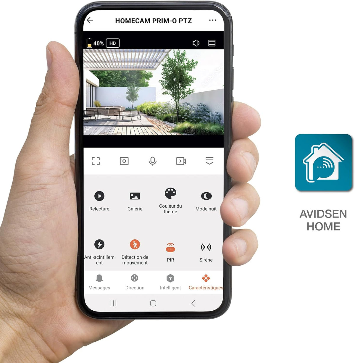 Avidsen HomeCam Prim-O PTZ - Caméra Surveillance Extérieure WiFi Solaire 2.5K - Motorisée 360° - Dual Band 2.4/5GHz - IA Détection de Silhouette & Autotracking - Sirène - sans Fil - IP65