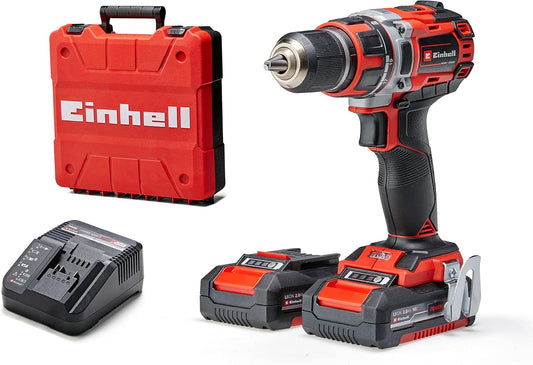 Einhell Professional Perceuse Visseuse à percussion sans fil TP-CD 18/50 Li-i BL Power X-Change (Li-ion, 18 V, moteur sans charbon, Couple 50 Nm) Livré avec 2 Batteries 2,0Ah et un Chargeur