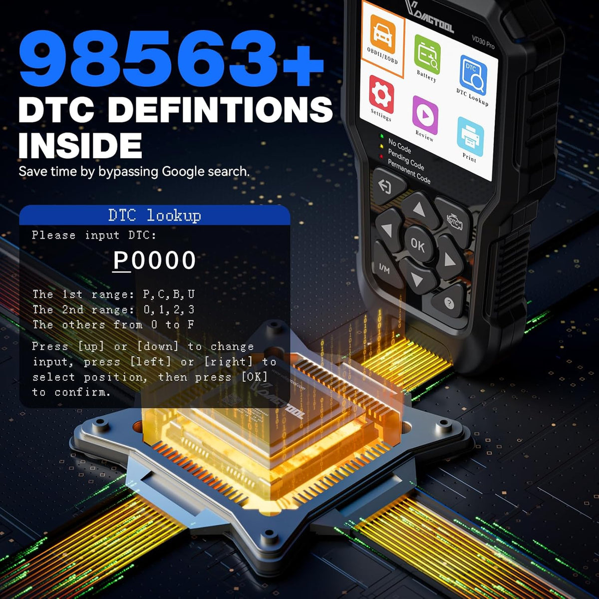 OBD2 Diagnostic Auto VDIAGTOOL VD30 Pro, Multimarque Boitier OBD Erreur Contrôle Voyant Moteur pour Tous Les Véhicules