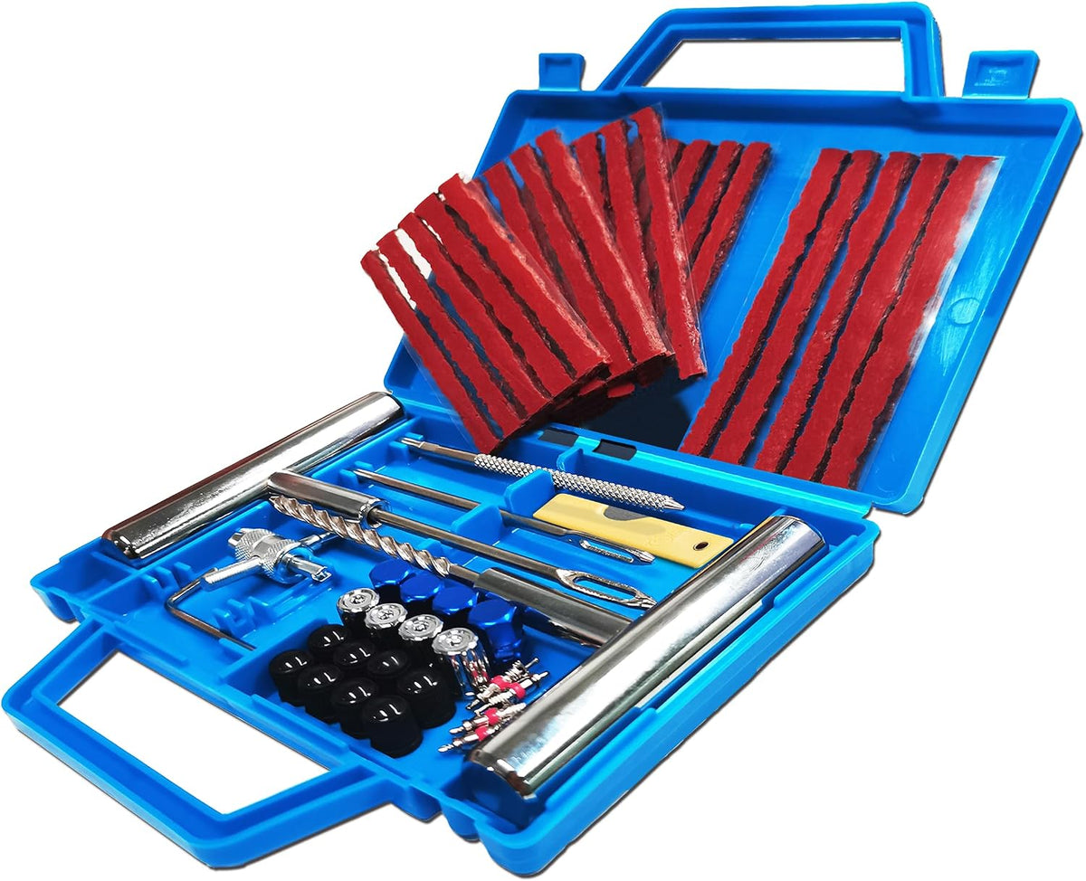 53PCS Kit de Réparation de Pneus, Kit Reparation Pneu Portables Voiture, Kit Meche Pneu Voiture, Kit Crevaison Voiture, Kit Reparation Pneu pour Auto, Motos, VTT, Tracteurs, SUV, Jeep