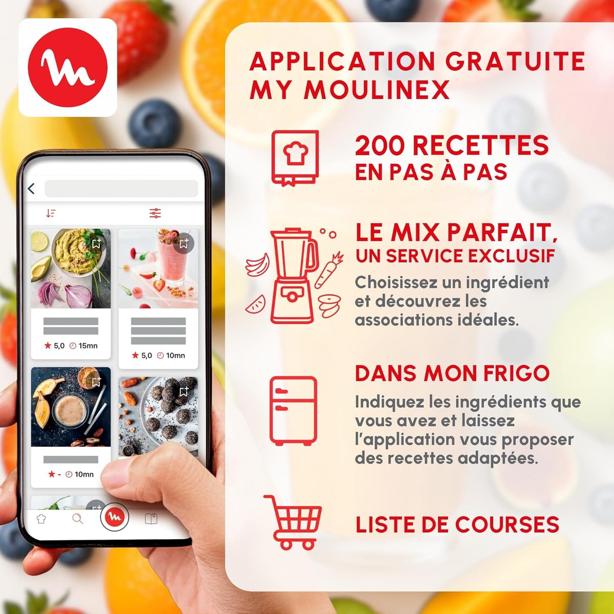 Moulinex - Mix & Move Mini blender 300W avec 2 gourdes de 0.6L
