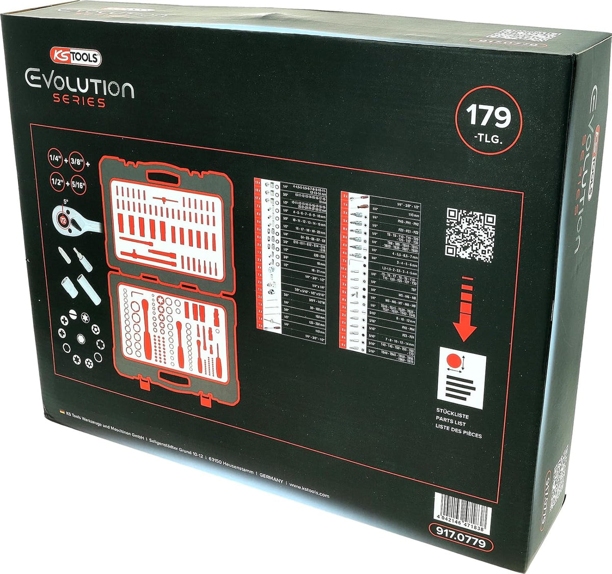 KS Tools 917.0779 Coffret douilles 1/4-3/8-1/2 - Malette outils 179 pcs