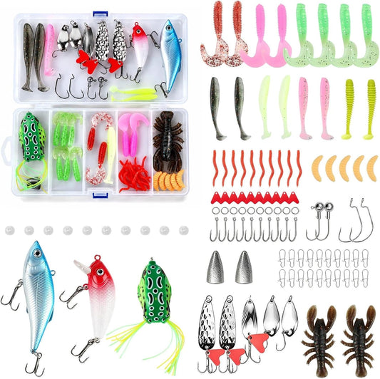 107 Pcs Leurre Peche Mer, Leurres Souples pour la Perche et le Sandre