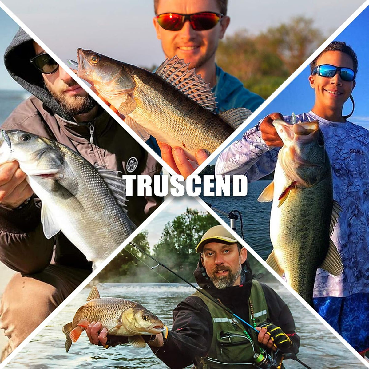 TRUSCEND Recherche Ultime Leurre avec Action de nage Vibrante, Clignotante et de Jigging, Leurres de Pêche pour Toutes Les Espèces de Poissons, Tournantes à Double Lame, Vibe Spinner avec Hameçon BKK