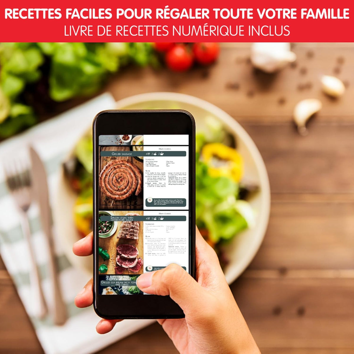 Moulinex Friteuse sans huile + Gril, Capacité XL 4,6L, Jusqu'à 6 personnes, 8 Programmes automatiques, Air Fryer, Ecran tactile digital, Température réglable, Easy Fry & Grill 2en1, EZ505810