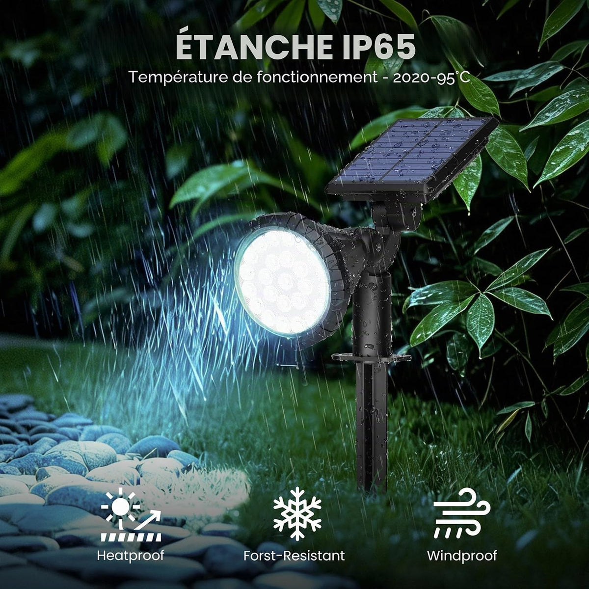Solpex Lot de 6 Spots Solaires d'extérieur, Projecteurs Solaires,IP65 étanches à 25 LED Lampes solaires pour Chemins, extérieur Jardins, Clôtures (Blancs)