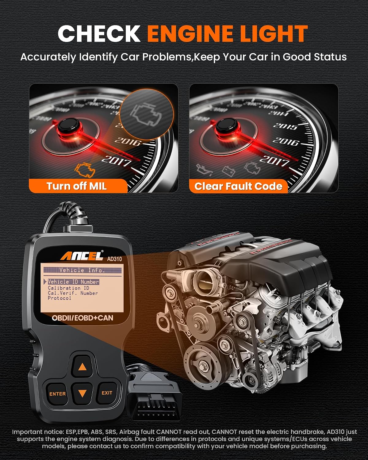 Ancel AD310 Valise Diagnostic Auto Multimarque Universel OBD2 Car Scanner