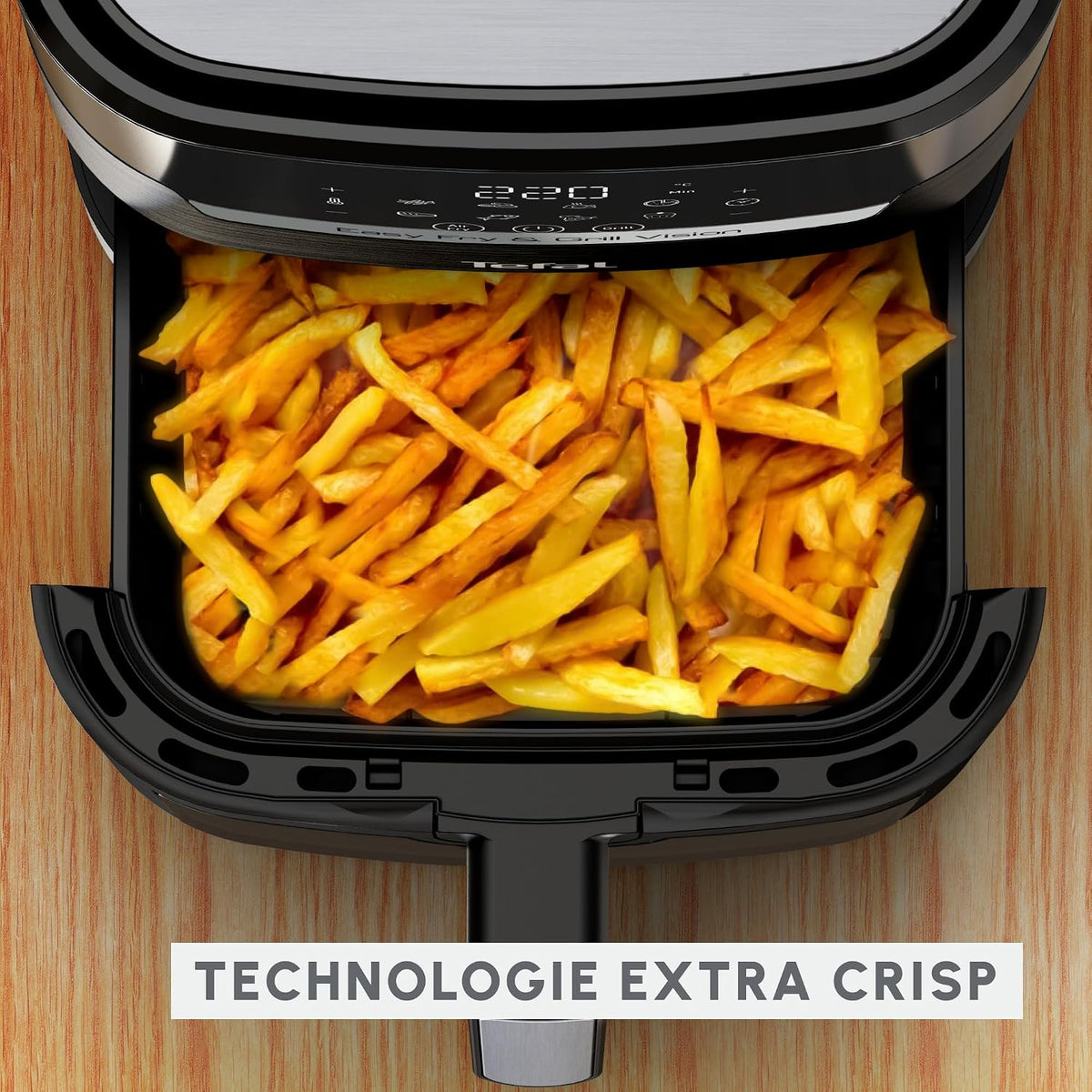 Moulinex Friteuse sans huile + Gril, Fenêtre amovible, Capacité XL 4,6 L, Jusqu'à 6 personnes, Air Fryer, Écran tactile, 8 programmes automatiques, Easy Fry & Grill Vision, EZ506820
