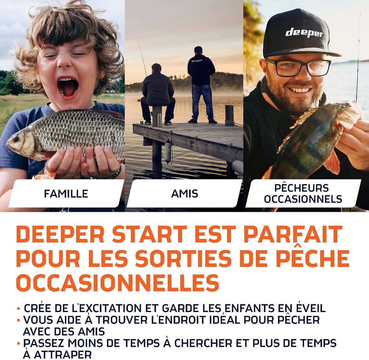 Deeper START Sondeur de Pêche, Détecteur de Poissons et Profondeur Portable, Sans Fil, Pour la Pêche, Fonctionne Avec Téléphones Portables (App Gratuite)
