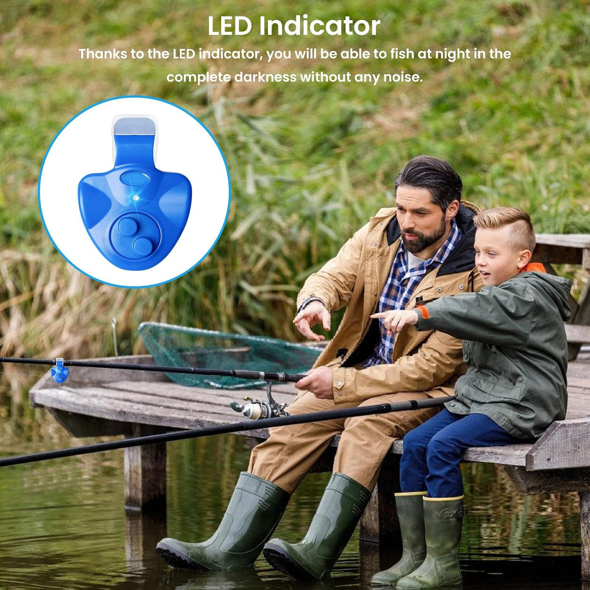 BORDEAG Alarme de Pêche, 4 Alarme Touche Canne à Pêche, Alarme de Touche de la Canne à Pêche avec Indicateur LED Détecteur Electronique Sensible Alarme, Detecteur de Touche Peche Maritime Nuit Pêche
