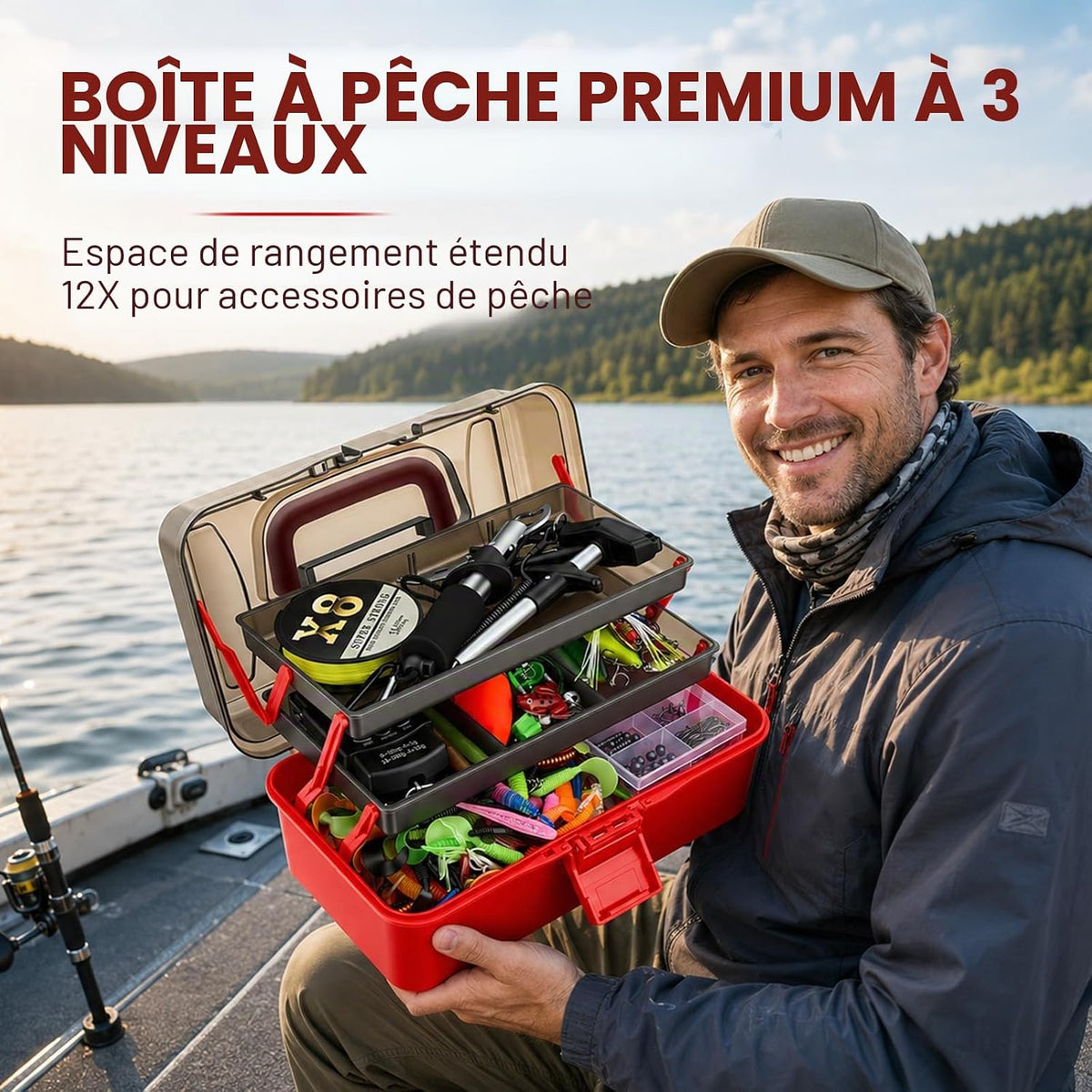 680 Pièces Accessoires de Pêche, Matériel de Pêche Complet avec Boîte Rangement, Leurres, Hameçons, Pince et équipement