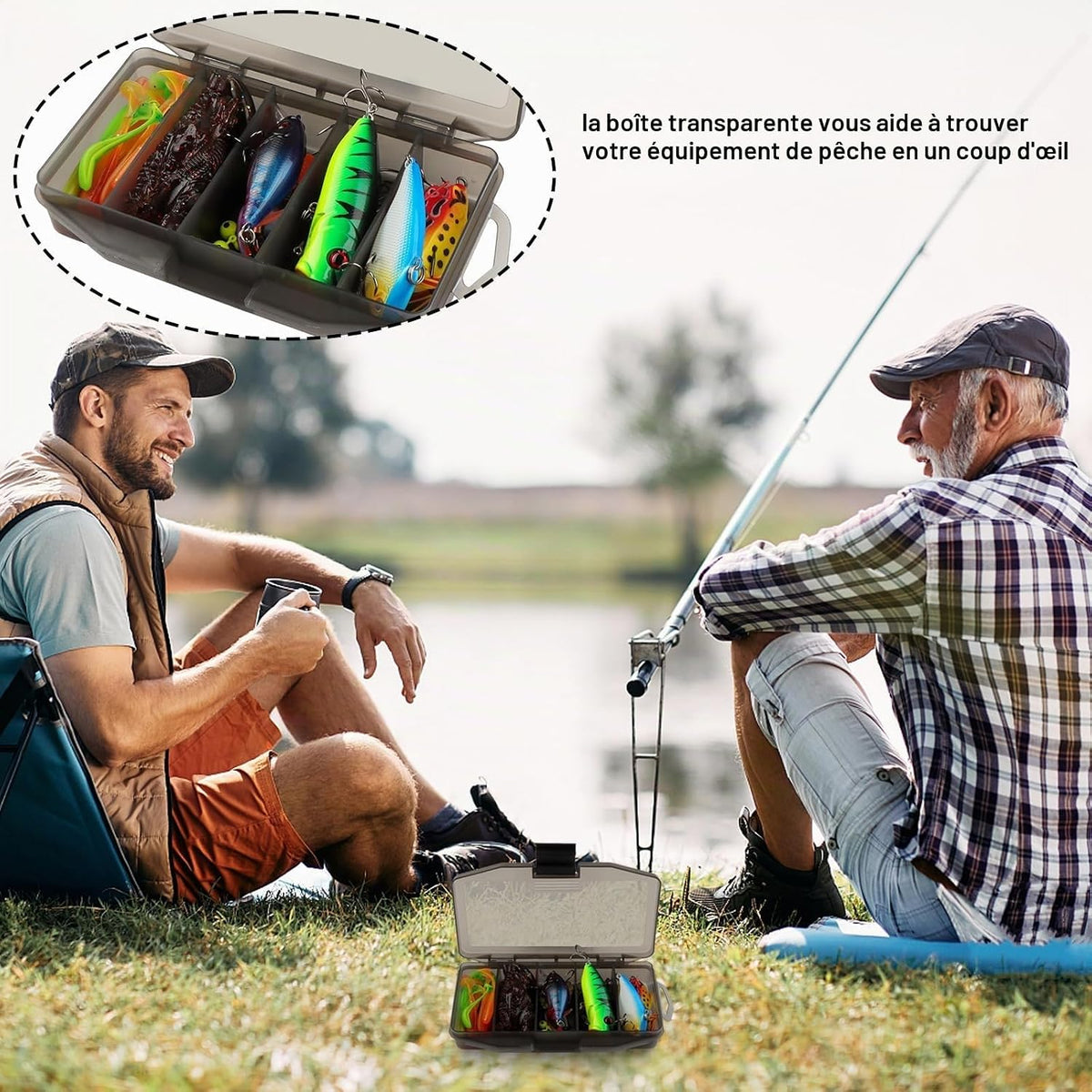 130 pcs Leurres de Pêche Kit avec Boîte Portable Kit d'appâts de Pêche - Spinnerbaits Leurres Popper Plastique vers Souples Pêche Jigs Crochets de Pêche pour brochet, sandre, truite, perche