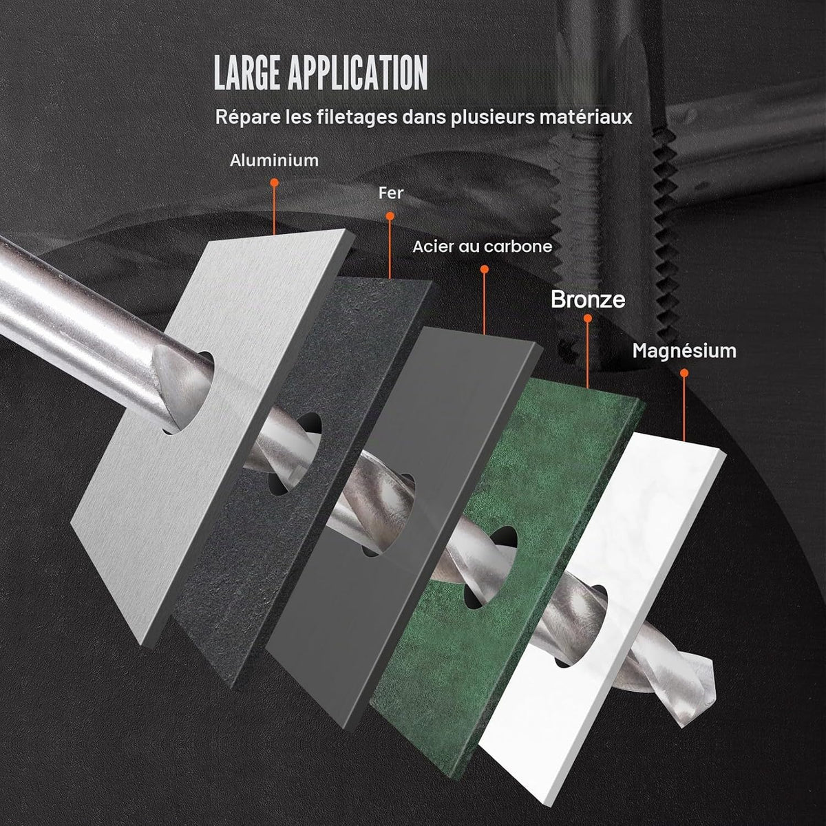 VEVOR Kit de Réparation de Filetage Hélicoïdal 166 Pièces, Outils à Restaurer Les Filetages Abîmes Métrique, M5 M6 M8 M10 M12, avec Forets HSS et Tarauds, pour Mécanicien Garage Réparation Automobile