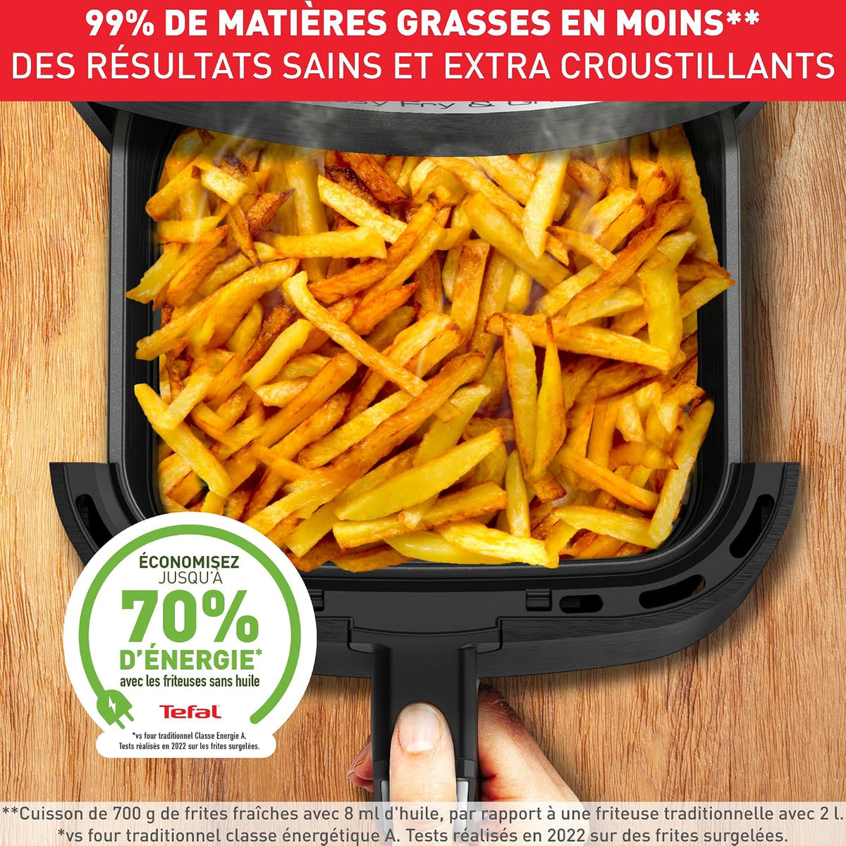 Moulinex Friteuse sans huile + Gril, Capacité XL 4,6L, Jusqu'à 6 personnes, 8 Programmes automatiques, Air Fryer, Ecran tactile digital, Température réglable, Easy Fry & Grill 2en1, EZ505810