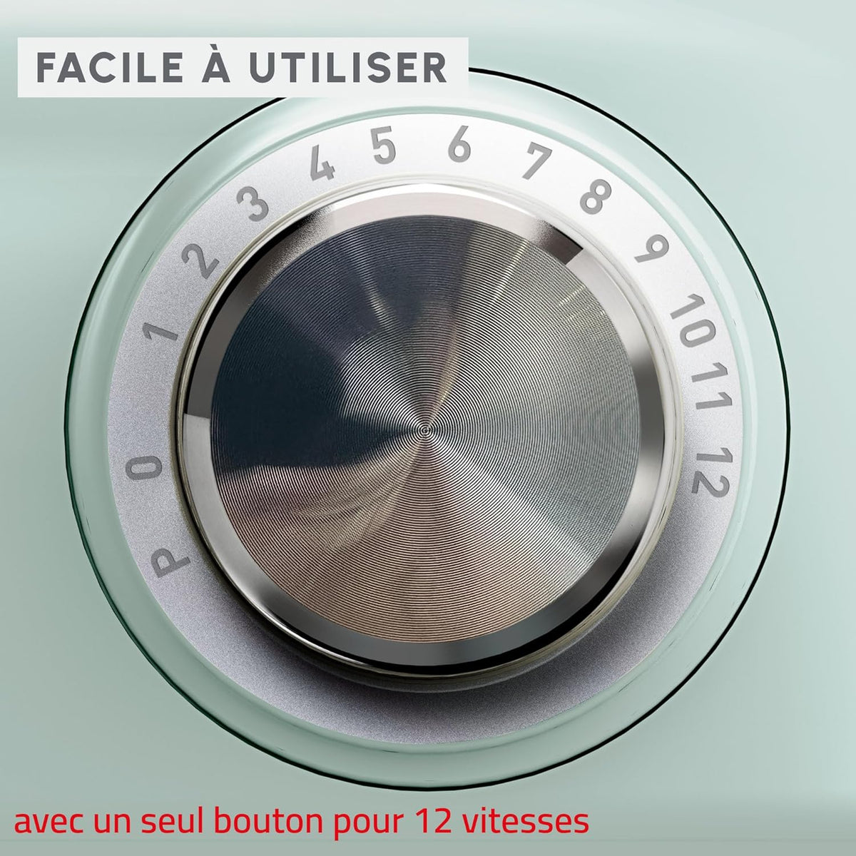 Moulinex, Bake Simple, Robot pâtissier, compact, utilisation facile, Fouet, batteur et crochet petrin, QA1413F0, Vert D'eau