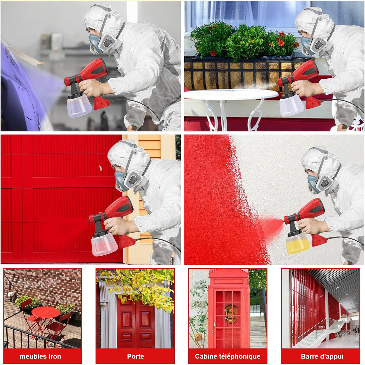 Pistolet à Peinture Électrique 650W, Pulvérisateur Filaire 1200ml