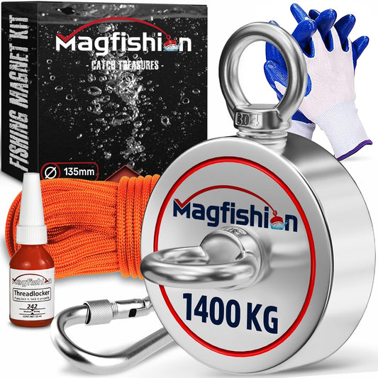 MAGFISHION Aimant Neodyme Puissant - 1400 KG (2x 700kg) - Aimant de Peche