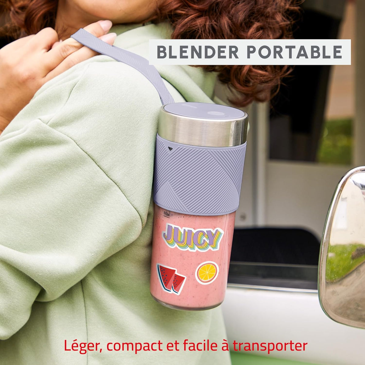 Moulinex Lightmix, Blender portable, 300ml, Puissant, Rechargeable, Lila clay, LM1CS6F0
