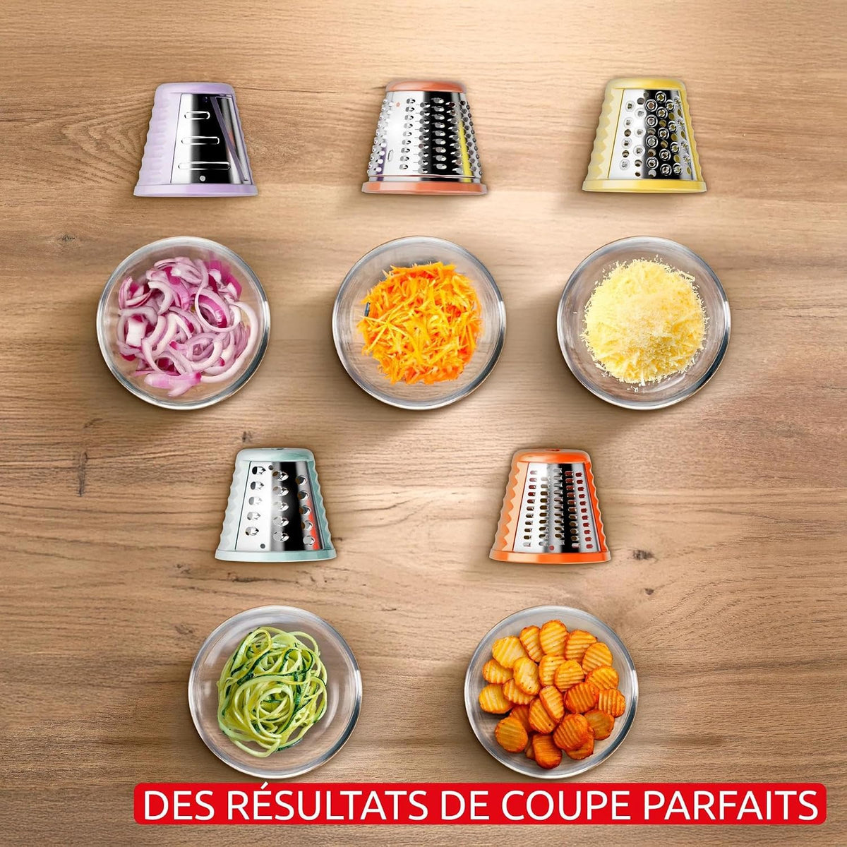 Moulinex Fresh Express Twist, Découpe-légumes, Service direct dans tous les récipients, 5 fonctions, Bleu, DK8654E0