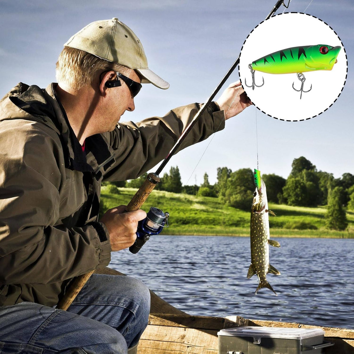130 pcs Leurres de Pêche Kit avec Boîte Portable Kit d'appâts de Pêche - Spinnerbaits Leurres Popper Plastique vers Souples Pêche Jigs Crochets de Pêche pour brochet, sandre, truite, perche
