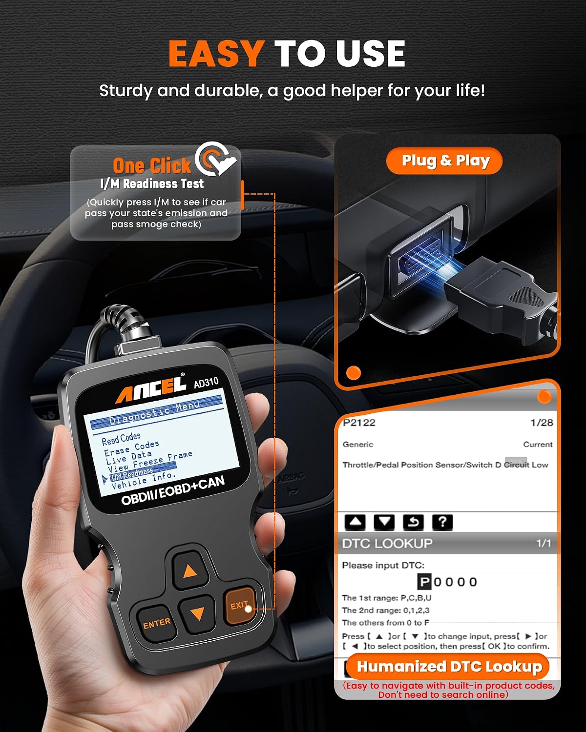 Ancel AD310 Valise Diagnostic Auto Multimarque Universel OBD2 Car Scanner