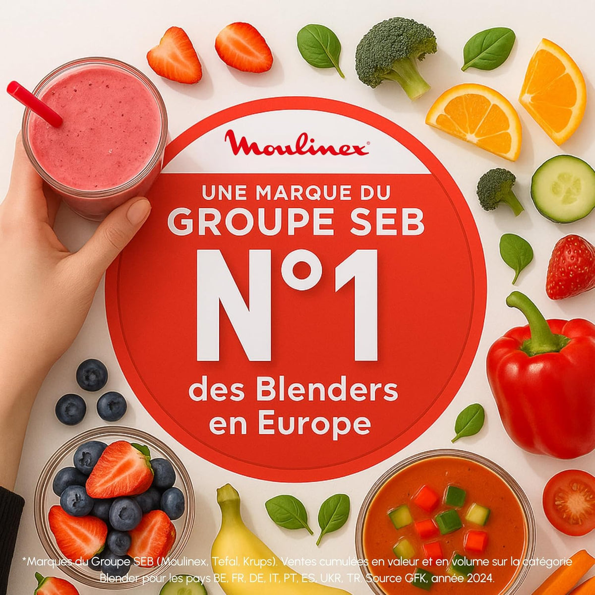 Moulinex - Mix & Move Mini blender 300W avec 2 gourdes de 0.6L