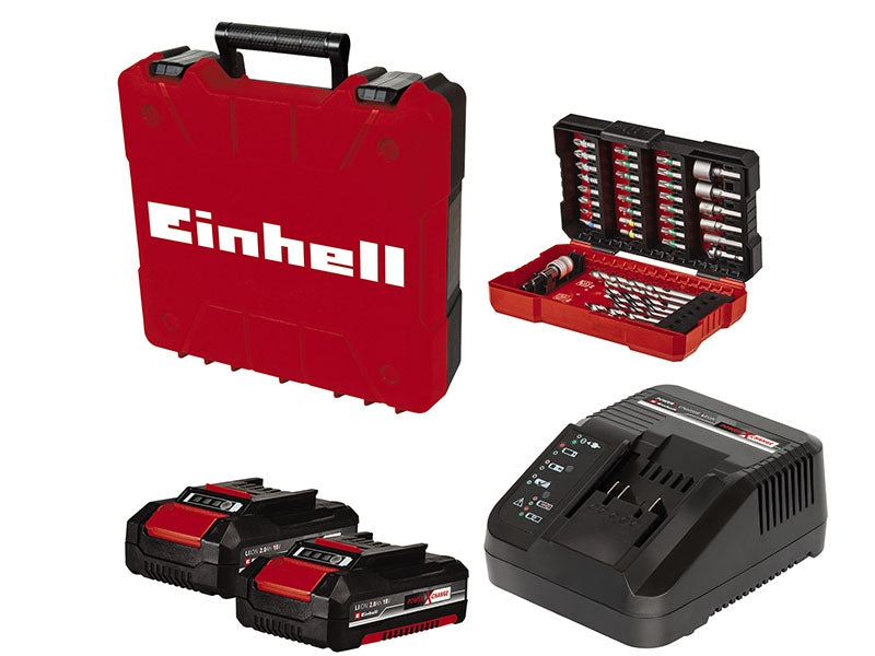 Einhell Professional Perceuse Visseuse à percussion sans fil TP-CD 18/60 Li-i BL +39 Power X-Change (18V, moteur sans charbon, Couple 60 Nm) Livré avec 2 Batteries 2,0Ah, Chargeur et 39 Accessoires