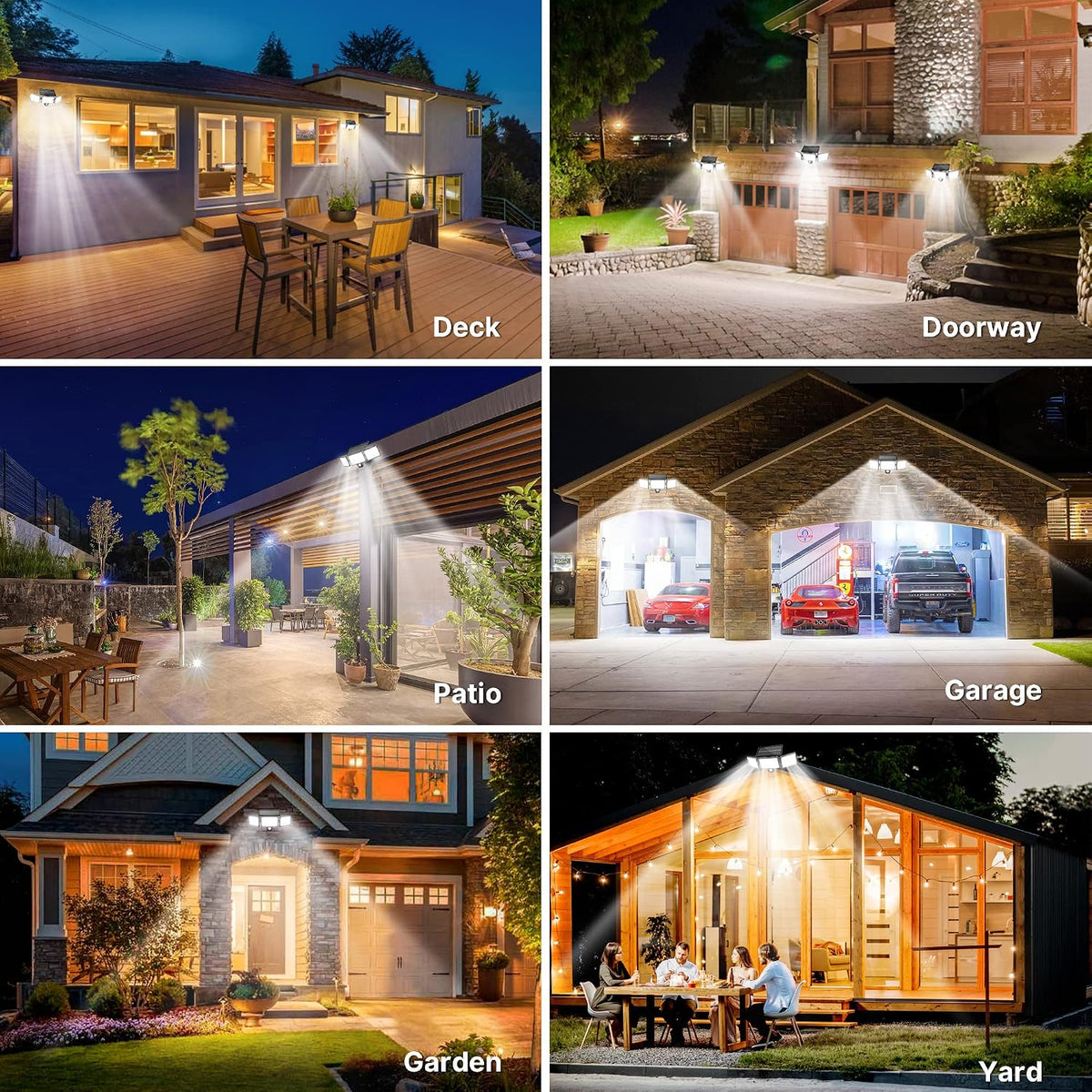 [Lot de 2] Lampes Solaires Extérieur Puissante - 304LED Projecteur Lumière Solaire Extérieure avec Détecteur de Mouvement, 320°éclairage Grand Angle IP65 Solaire éclairage Mural d'extérieur